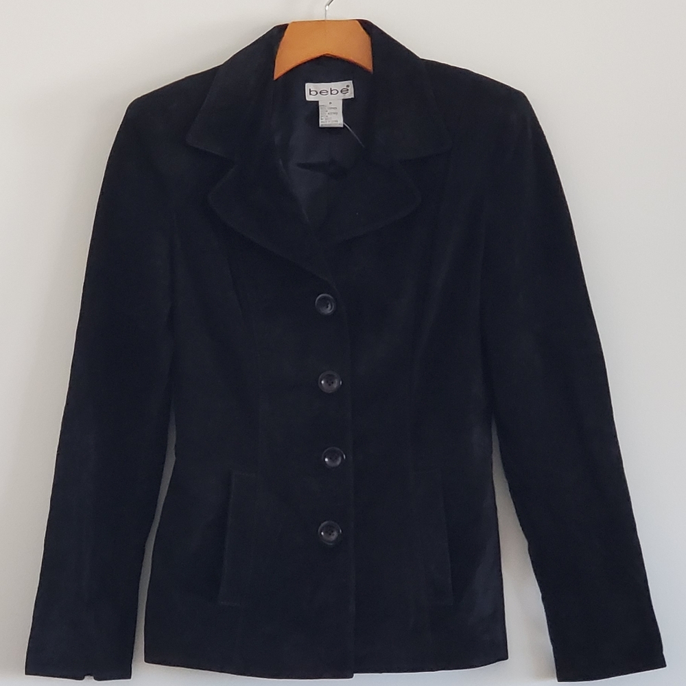 bebe Black Suede Blazer Jacket